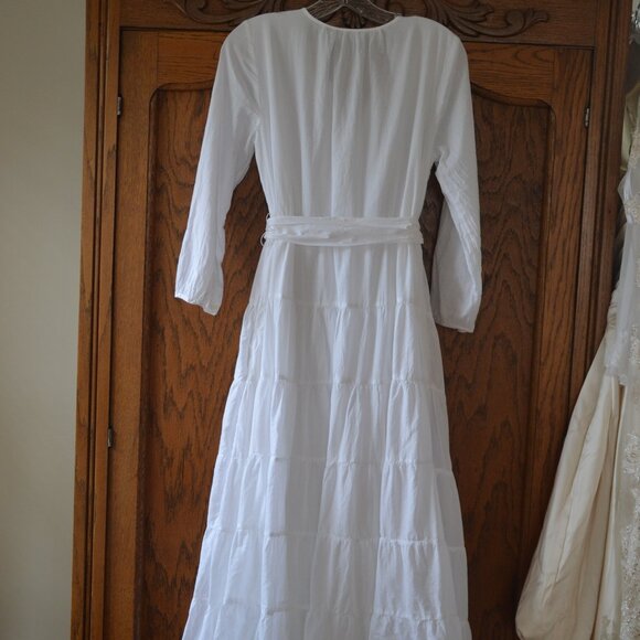 J. Crew SMALL White 100% Cotton Tiered Maxi Long Dress SMALL - Picture 4 of 11